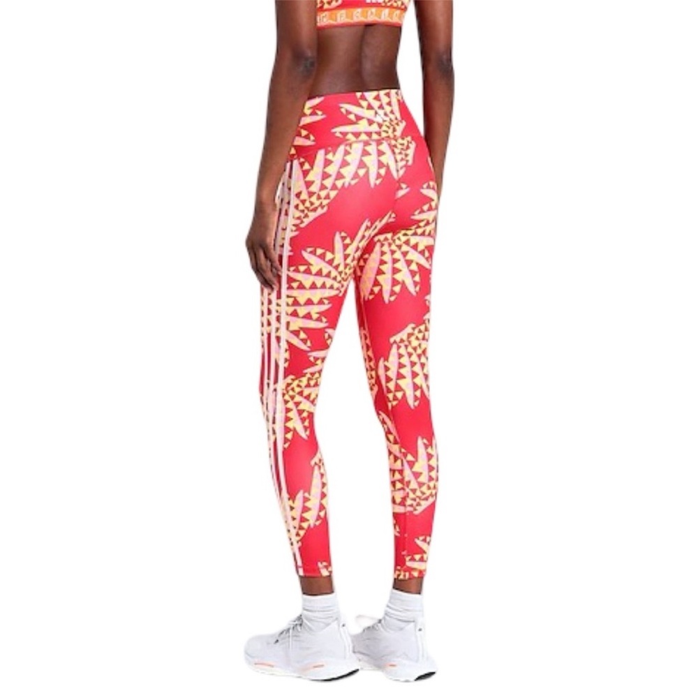 FARM Rio x Adidas Psychedelic Wave 7/8 High Waist Leggings Tomato Red Yellow XS - Picture 2 of 10